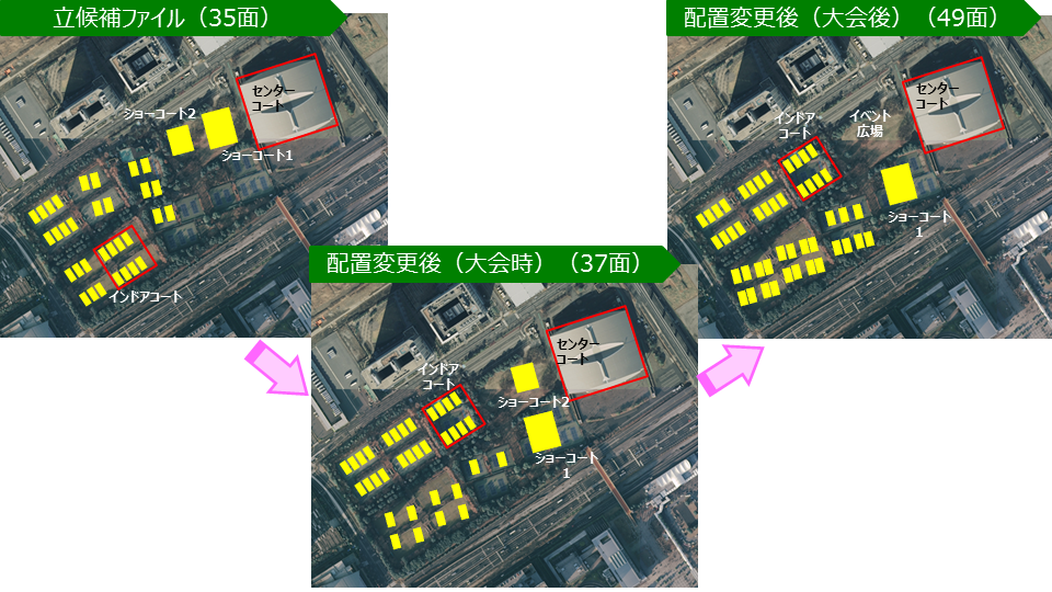 有明テニスの森の配置変更図